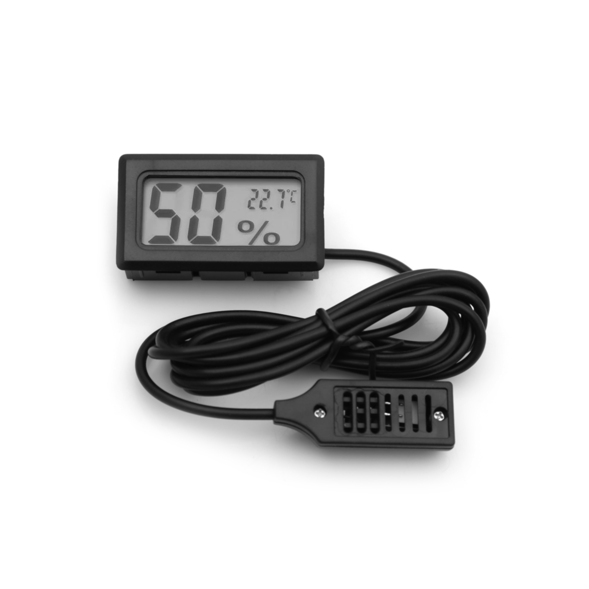 Termómetro e higrómetro digitales – con pantalla LCD, cable y sonda