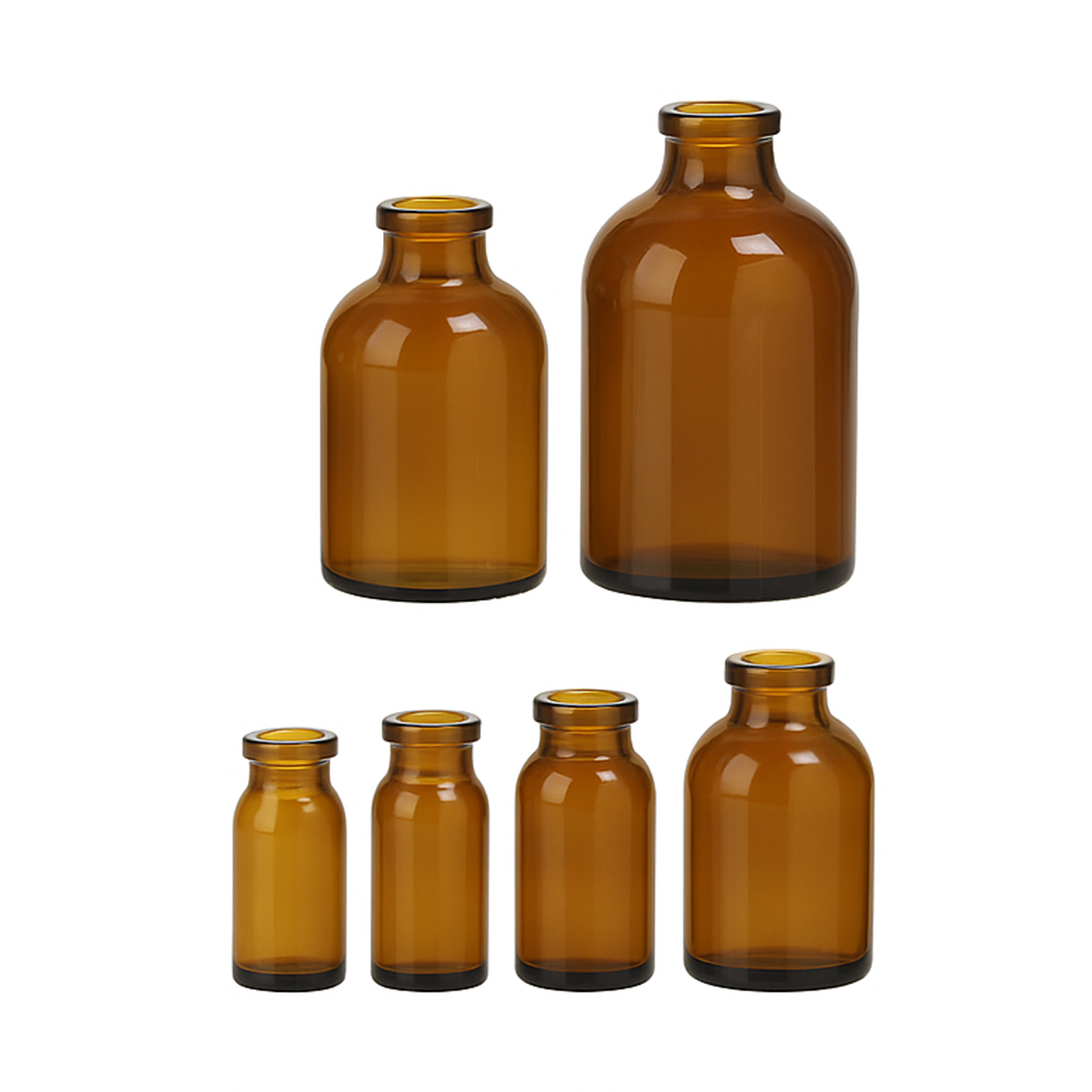 Glasvial – für Injektionszwecke, braun, mit flachem Boden