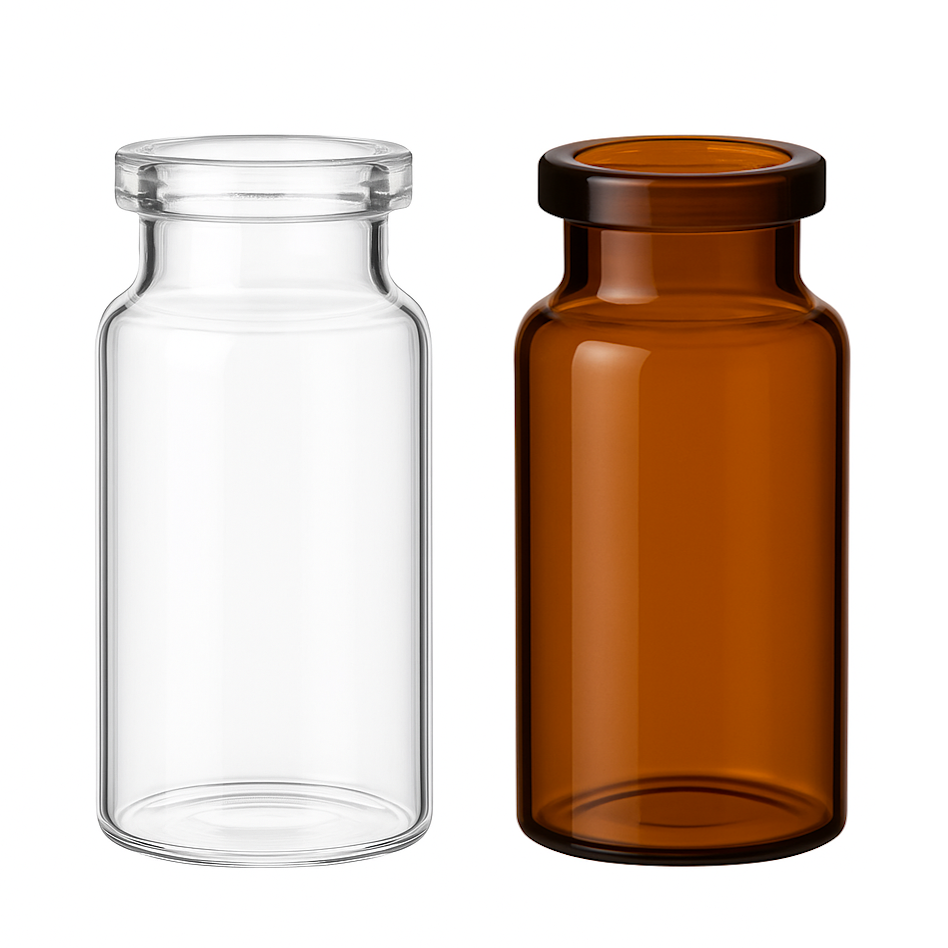 Vial de vidrio ND20 con cuello de engarce