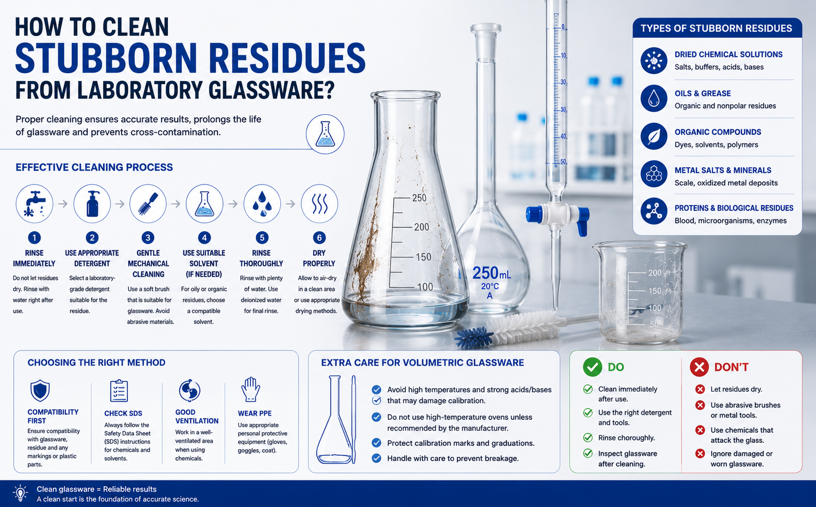 Comment éliminer les résidus tenaces de la verrerie de laboratoire ?